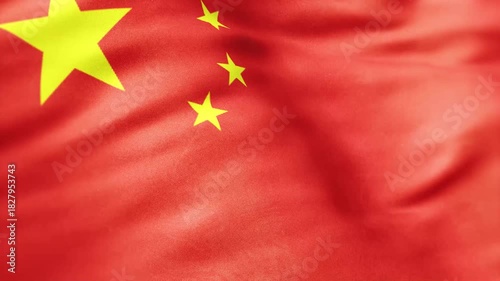 China National Flag Waving with Realistic Fabric Texture