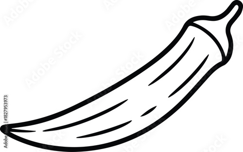 Minimalist hand drawn okra pod outline icon vector