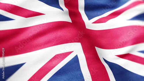 United Kingdom Union Jack Flag Waving Realistic 3D Animation