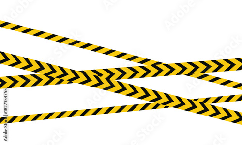 Diagonal striped caution tape vector illustration ideal for construction barriers, crime scene borders, and safety warnings. Features bold parallel lines perfect for graphic design and signage.