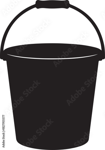 Black silhouette of a bucket icon illustration