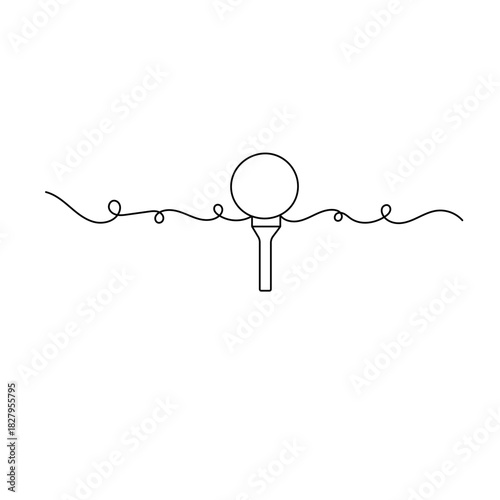 Tennis racket line icon in a simple, minimalist outline vector illustration
