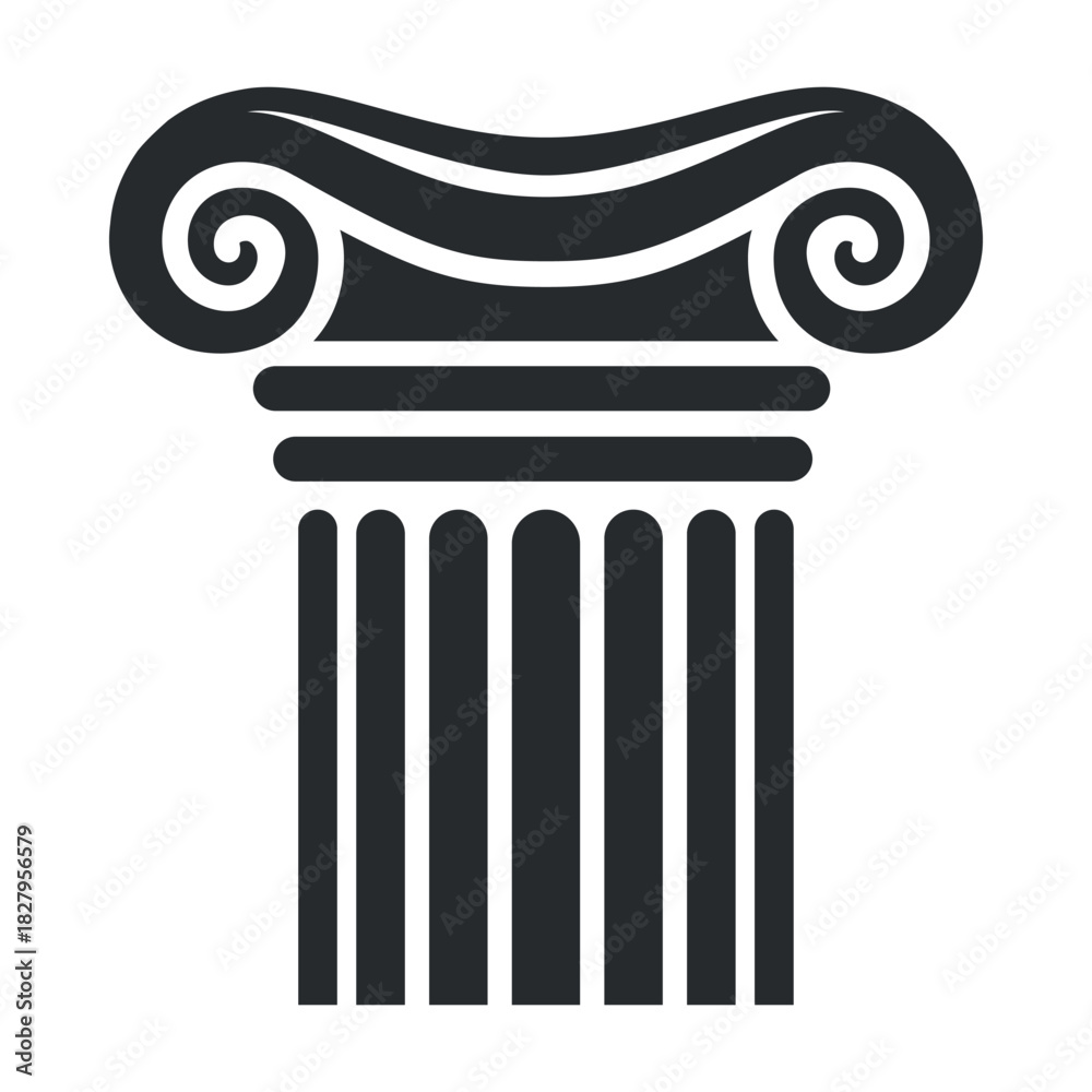 Fototapeta premium Greek column icon vector with classic design elements and elegant details representing ancient architecture