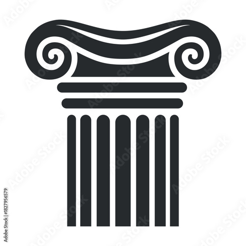 Greek column icon vector with classic design elements and elegant details representing ancient architecture