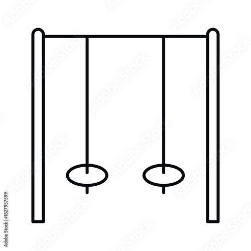Vector icon depicting two park swings hanging from a simple frame in a playful and inviting design suitable for various applications