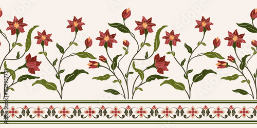 Vector Hand drawn colourful geometric flowers Motifs African boho paisley, seamless patterns with floral for fabric Ethnic Indian Pattern, textiles, clothing, wrapping paper, backdrop, banner.
