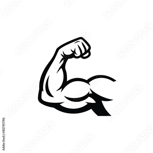 Powerful flexed bicep muscle illustration for fitness and strength