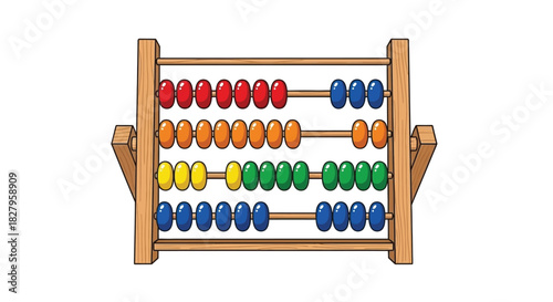 A colorful wooden abacus with rows of beads for counting and learning