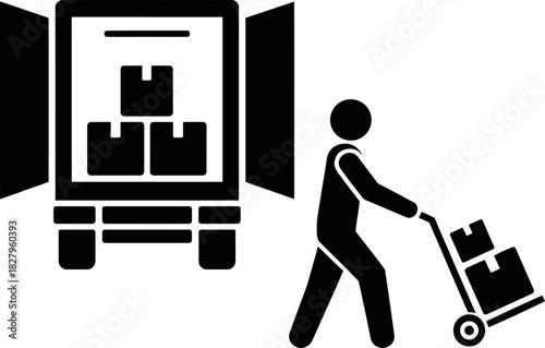 Delivery Worker with Hand Truck