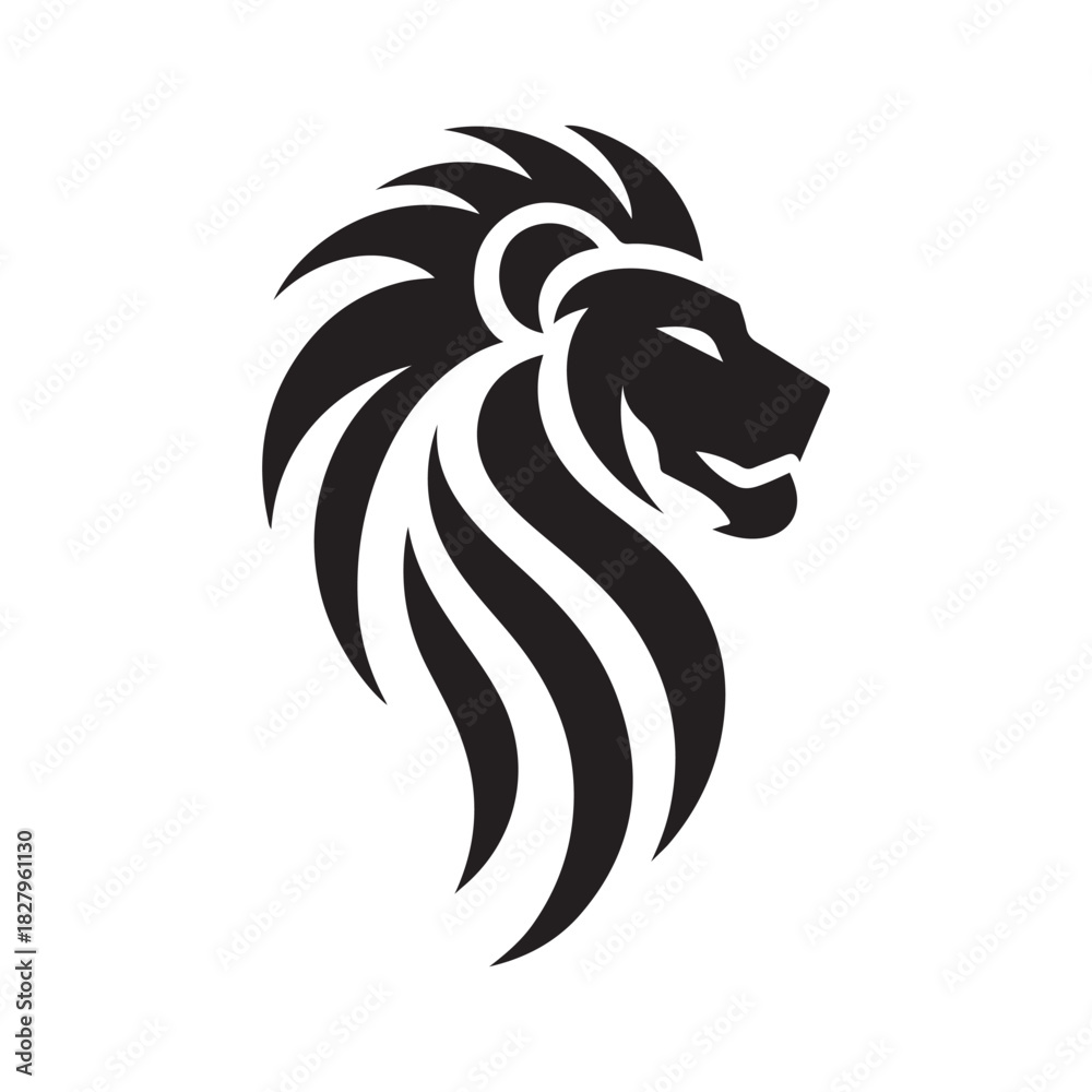 Fototapeta premium tribal warrior lion vector silhouette clip art logo design illustration. abstract warrior lion icon set collections