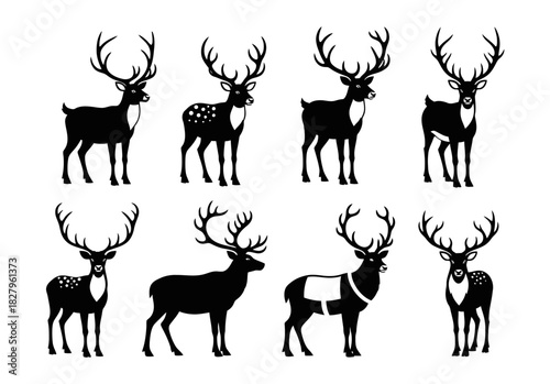 set of deer silhouettes, Christmas decoration, Christmas ornament.