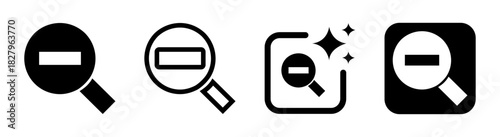 Transparent zoom out icon with magnifier glass in a clean modern vector PNG illustration