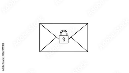 Vector illustration of a single closed envelope with a padlock. A concept for secure email, digital privacy, and information protection