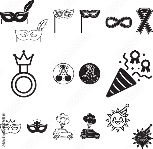 birthday icon set collection