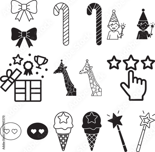 birthday icon set collection