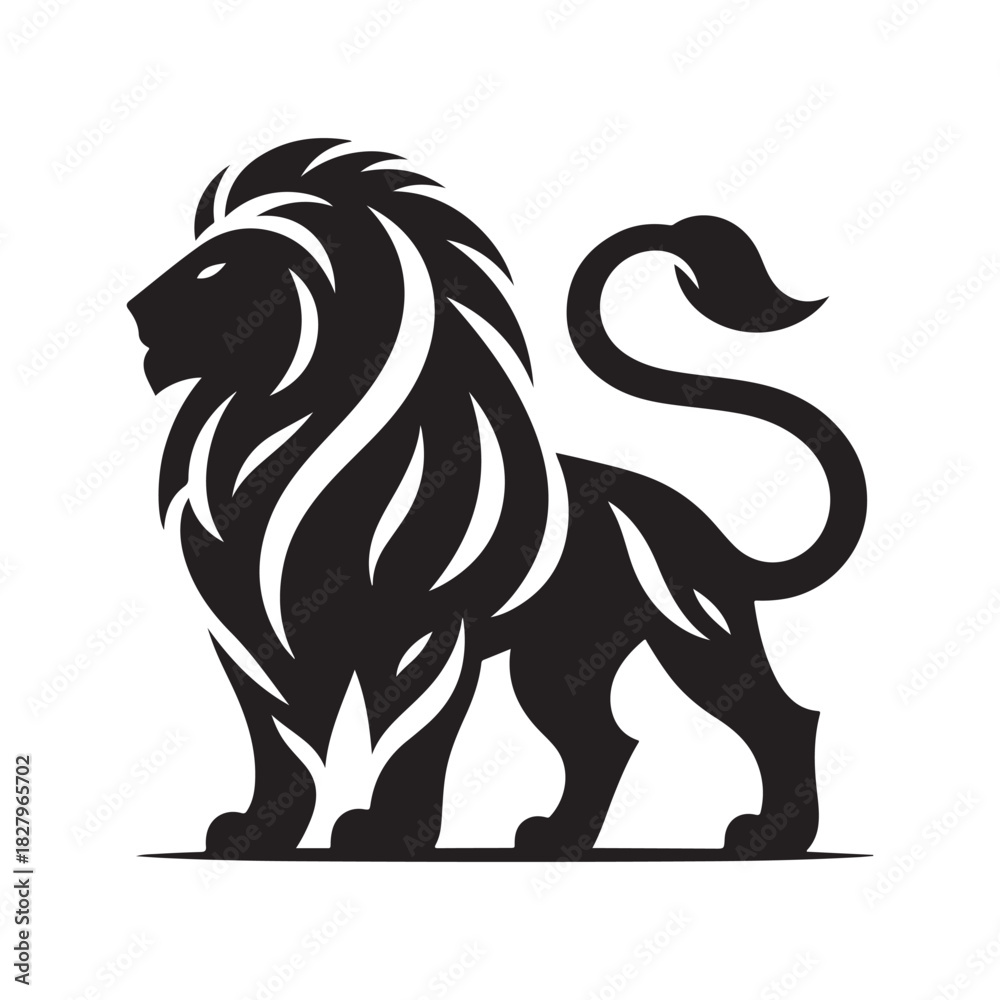 Fototapeta premium tribal warrior lion vector silhouette clip art logo design illustration. abstract warrior lion icon set collections