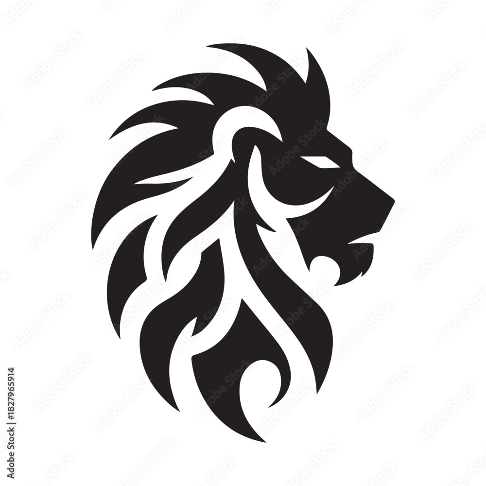 Fototapeta premium tribal warrior lion vector silhouette clip art logo design illustration. abstract warrior lion icon set collections
