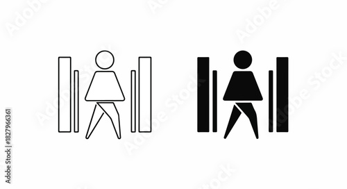 Person Walking Out from Between Two Large Barriers Symbolizing Breaking Free, Overcoming Obstacles, and Liberation