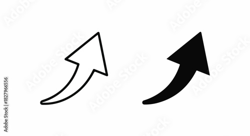Curved Upward Arrow Icon Symbolizing Growth, Increase, and Positive Trend