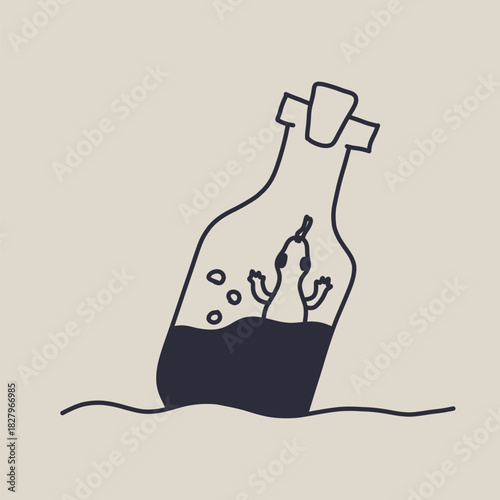 hand drawn poison bottle cartoon illustration