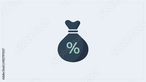 Money bag icon with percentage sign simple flat vector illustration for finance or investment concepts isolated on white background
