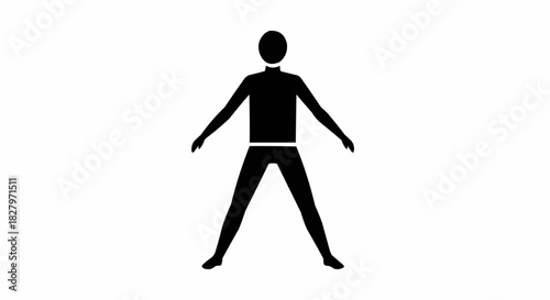 Silhouette of a Person with Arms Extended and Legs Apart.