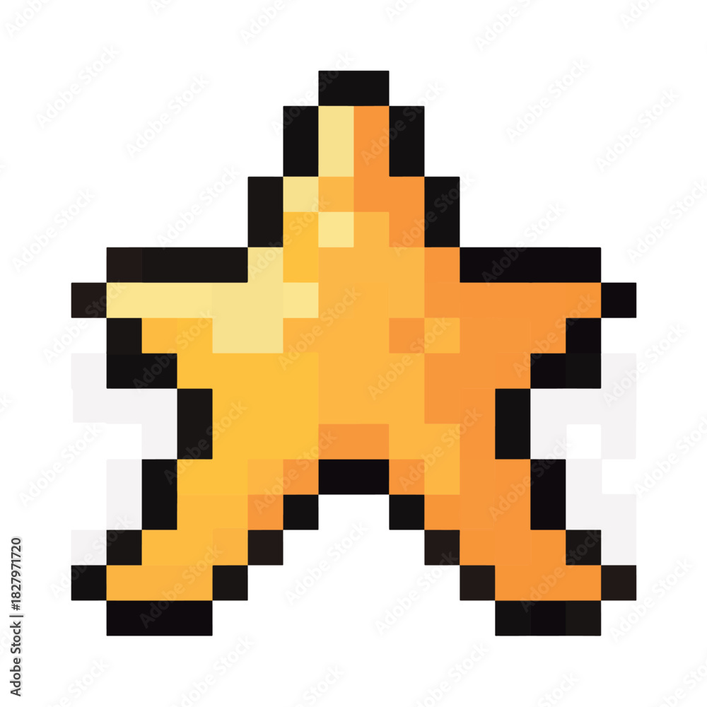 Fototapeta premium Star pixel art icons 16x16 pixels, use for game retro icon y2k style vintage computer, vector illustration