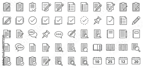 Collection of hand drawn document and checklist icons