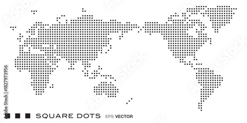 Minimal Square-Dot World Map Vector in Monochrome for Web and Infographic Design