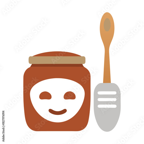 Clay face mask jar with spatula beauty skincare product minimal clean concept Vector illustration