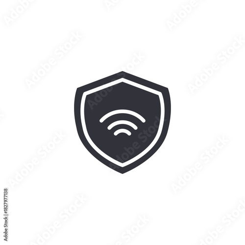 Security shield with wireless connection signal indicating protected network communication and safe internet access technology.