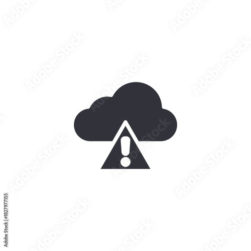 Cloud server icon containing alert triangle, representing online data risk, backup failure, and cloud security issues.