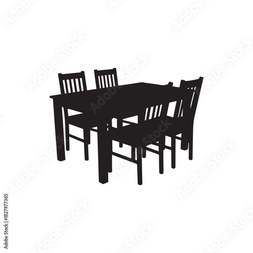 Dining Room Furniture Silhouette Vector