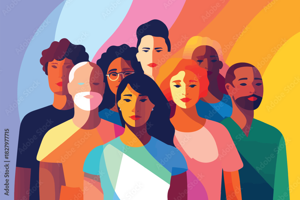 Fototapeta premium inclusive group of people adob isolated vector style illustration