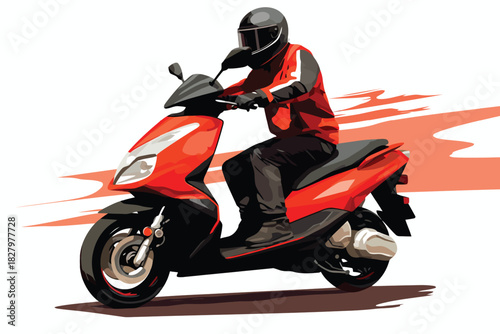 man riding Motor bike isolated vector style with transparent background illustration