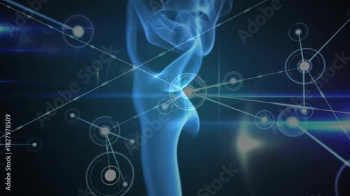 Central HUD target appearing, blue smoke rising while links spawning nodes, visualizing network