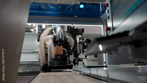 Automated cnc machine working with wood material