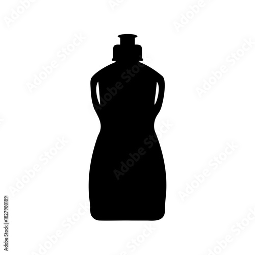 Silhouette of dish soap bottle with pump dispenser against a white background