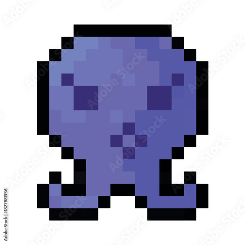 octopus pixel art icons 16x16 pixels, use for game retro icon y2k style vintage computer, vector illustration