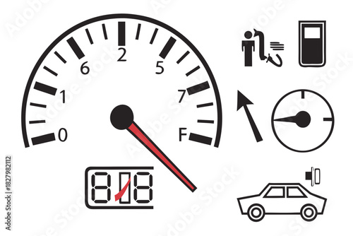 Car Dashboard Gauges and Icons with Fuel and Speed Indicators speedometer fuel gauge