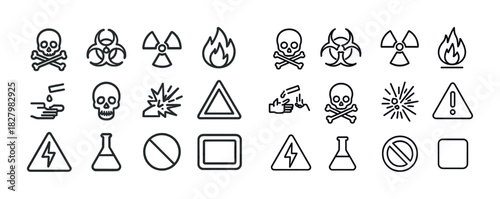 Vector icons: hazard symbols for safety warnings and precautions