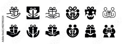 Collection of gift icons in various styles