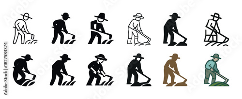 Evolution of a farmer icon: transformation of silhouette to colored
