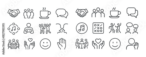 Set of communication and social interaction icons