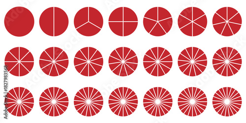 Pie chart sign. Circle section graph. Wheel round diagram parts. Circle pie chart diagram. Circle icons for infographic or steps. 