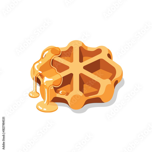 Delicious golden waffle with sweet dripping honey, a perfect breakfast or dessert treat for any occasion