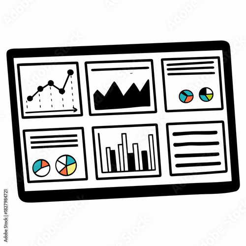 Data Visualization Dashboard Displaying Various Charts and Graphs.
