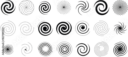 Black And White Swirls And Spirals Abstract Shapes Collection pattern