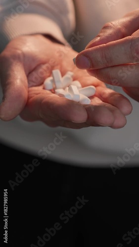 A man holding many medical capsules.
A supplement for the body in cases of poisoning and pain.
Medicinal tablets and an antibacterial agent.