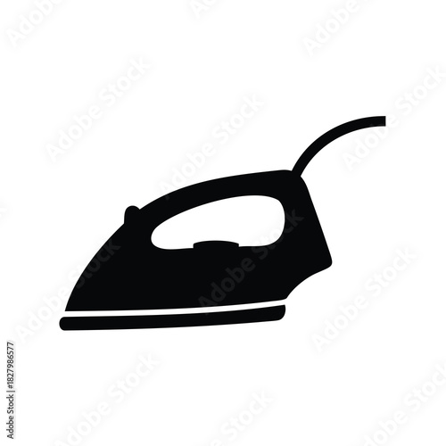 Stylized black and white vector illustration of a clothes iron for ironing